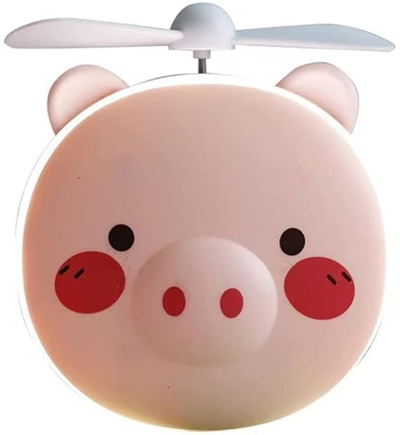 Piggy Mini Cosmetic Fan Mirror Light Handheld Portable Makeup Hand Mirror General Purpose