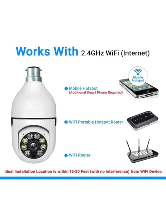 Guard Well 3MP WiFi Light Bulb Camera for Home Indoor Wireless Camera V380