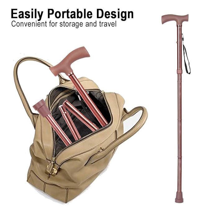 Dr Care 4 Folding Walking Stick for Old Age | Aluminum | Adjustable Height 85–95 cm