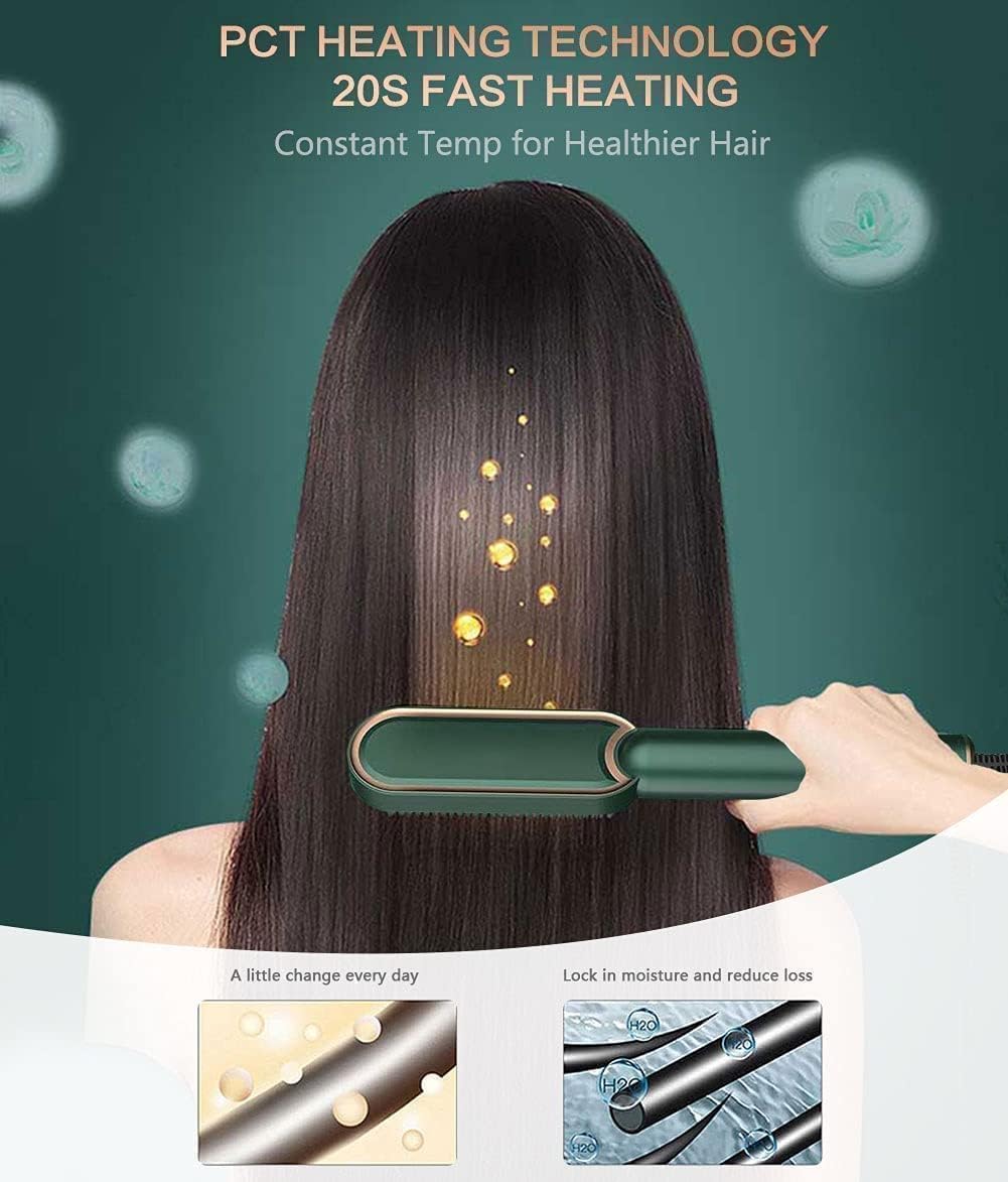 Hair Straightener Brush Comb - Fast Hair Straightening Comb Electric Hot Brush PTC Heating