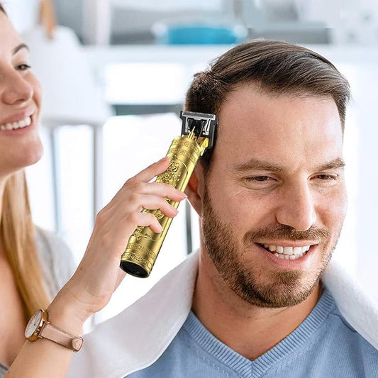 T9 Vintage Professional Hair Trimmer For Men –Golden Body,Cordless,4 Guide Combs