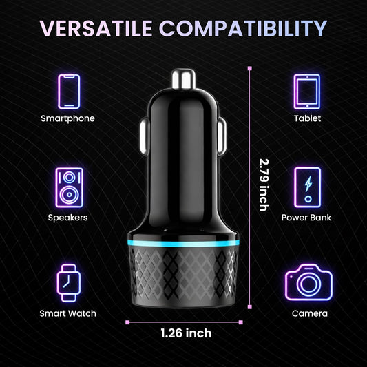 Car Fast Charging Adapter 20 38W Dual Port USB-C Car Charger