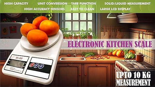 Digital Kitchen Scale Weighing Machine, Capacity: 10000g/10 kg, 3 Weighing Modes, White