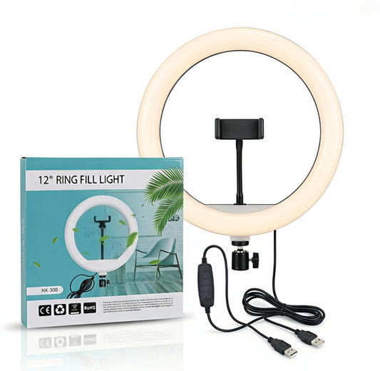 12" Ring Liff Light |USB With Phone Holder.
