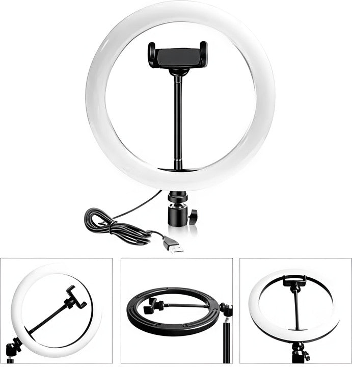 12" Ring Liff Light |USB With Phone Holder.