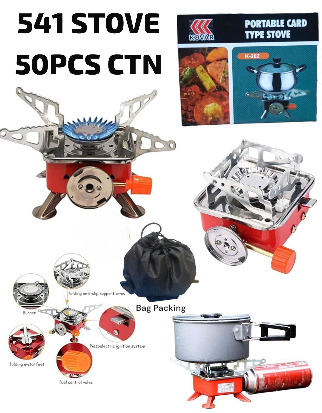 EYUVAA LABEL Alloy Steel Portable Gas Stove for Travel with Butane Gas Cylinder