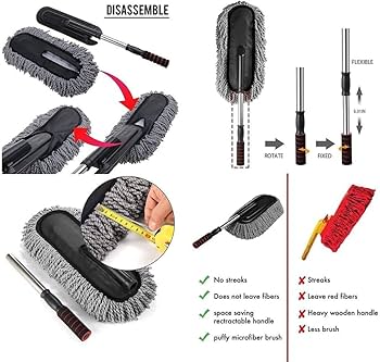 AllExtreme Soft Microfiber Car Duster Brush with Extendable Handle Wet