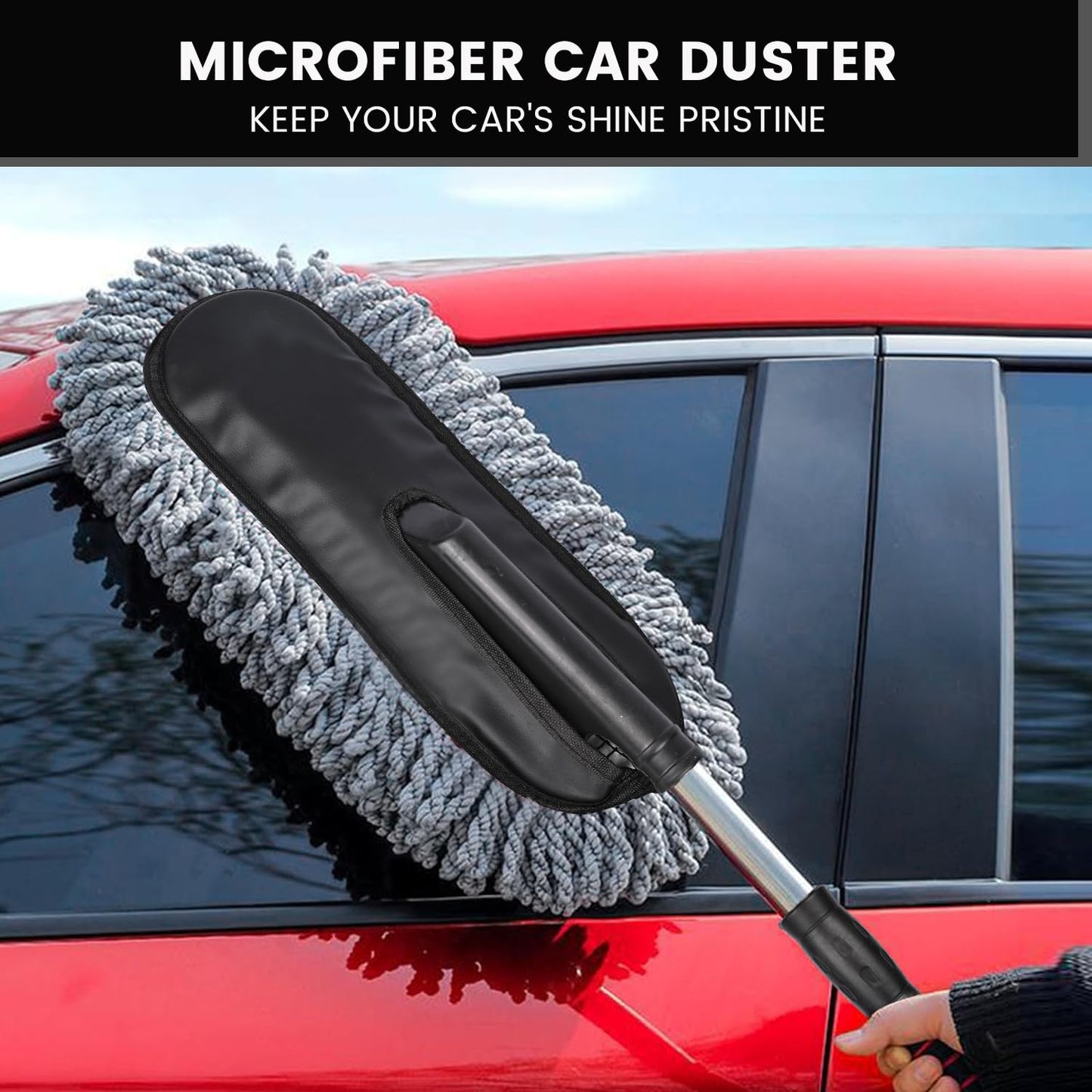 AllExtreme Soft Microfiber Car Duster Brush with Extendable Handle Wet