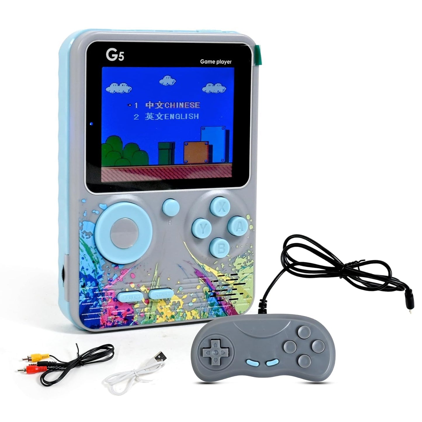 G5 500-in-1 Retro Handheld Game Console – 2 Player Classic TV-Compatible Game Box with Controller