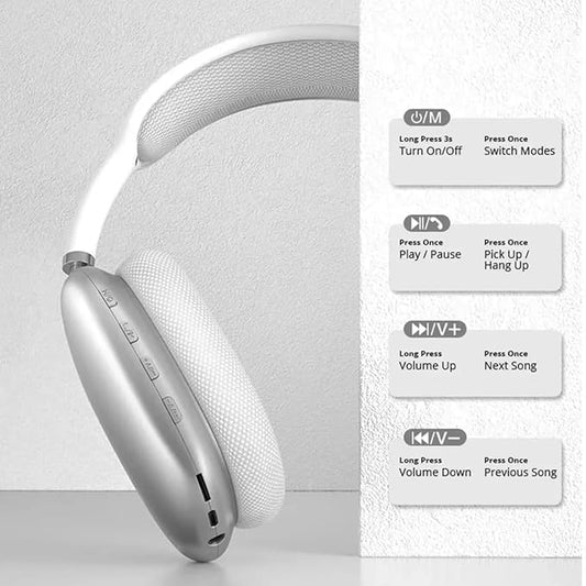 Wireless Bluetooth Over Ear Headphones P9, Deep Bass, Noise Isolation, Built-in Mic
