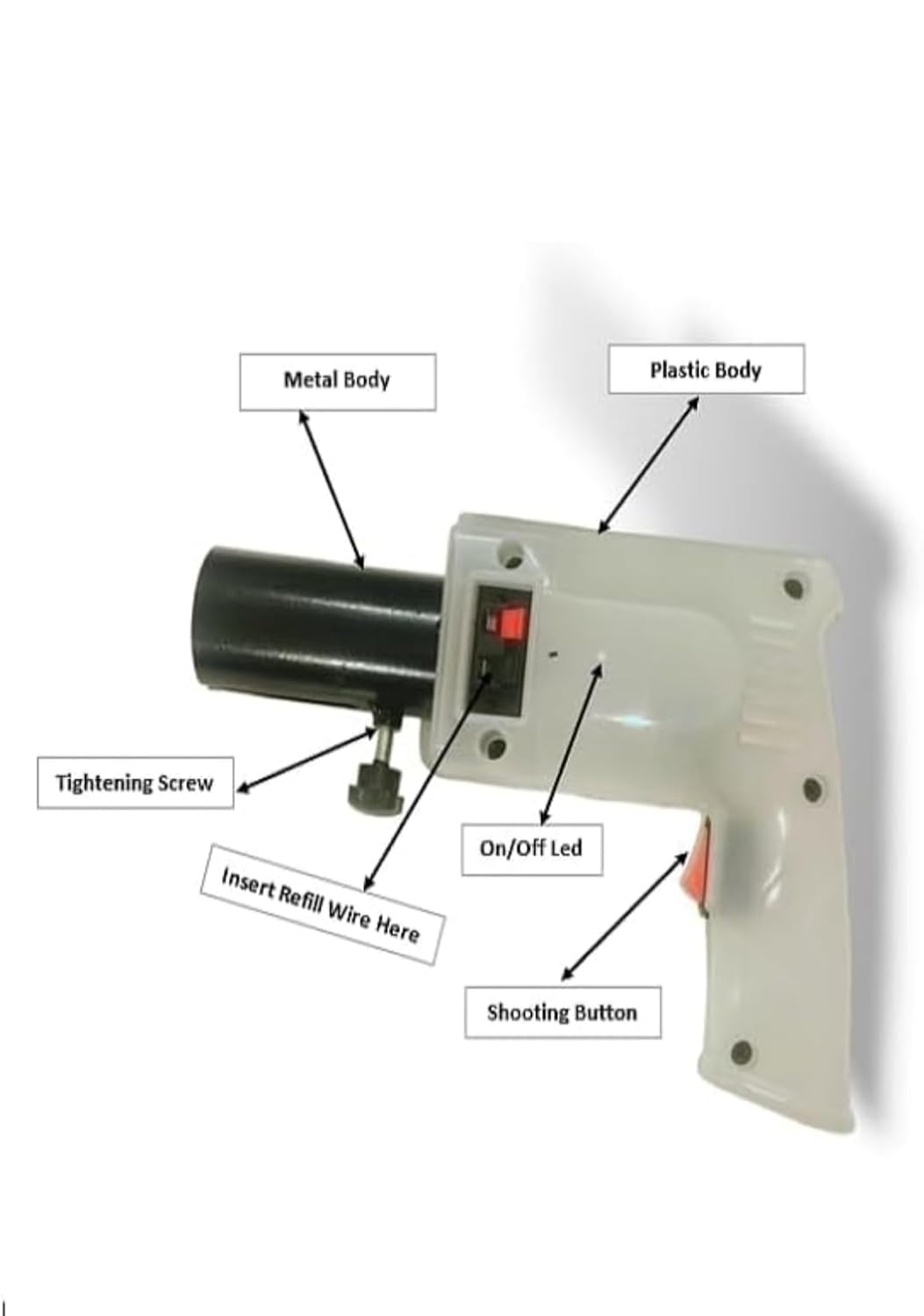 Handheld Sparkler Pyro Party Gun (Transparent) with RGB Lighting