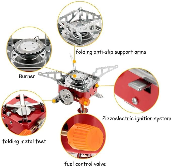 EYUVAA LABEL Alloy Steel Portable Gas Stove for Travel with Butane Gas Cylinder