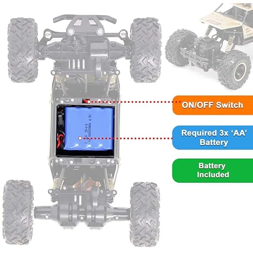 Toys Remote Control Rock Crawler Four Wheel Drive 1:16 Metal Alloy Body Remote Control