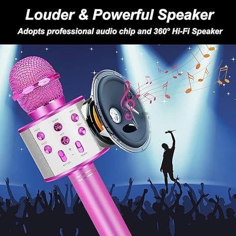 Bluetooth Wireless 4 in 1 Karaoke HiFi Speaker Microphone for Kids -Handheld Ws-858 -S