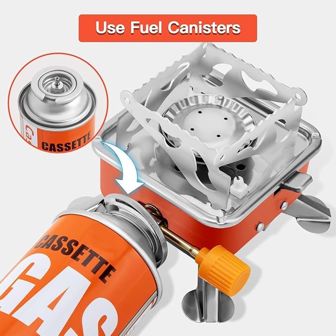 EYUVAA LABEL Alloy Steel Portable Gas Stove for Travel with Butane Gas Cylinder