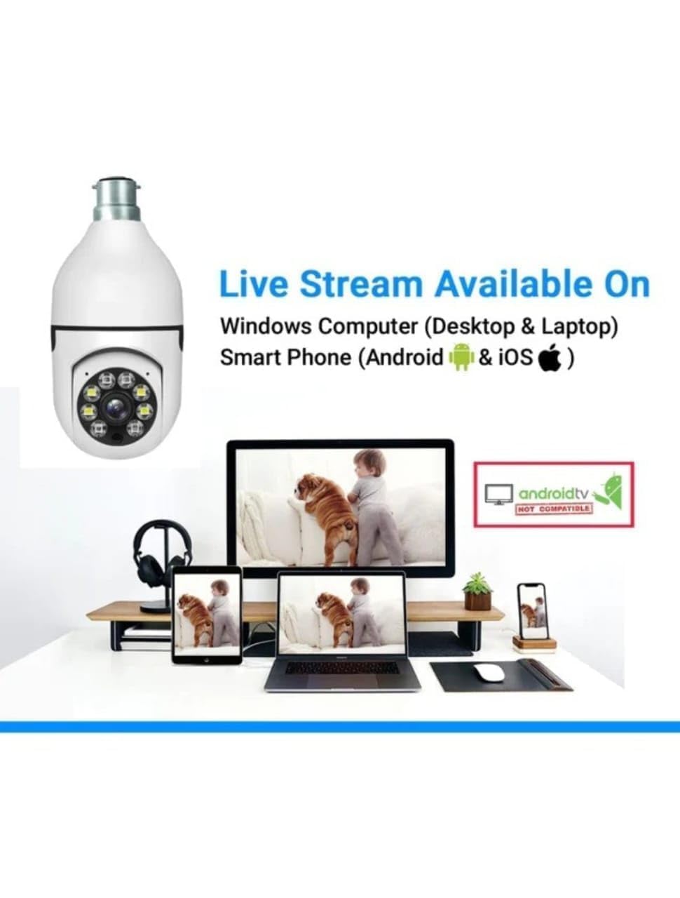 Guard Well 3MP WiFi Light Bulb Camera for Home Indoor Wireless Camera  V380