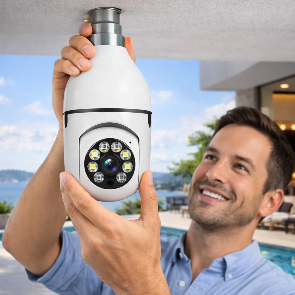 Guard Well 3MP WiFi Light Bulb Camera for Home Indoor Wireless Camera  V380