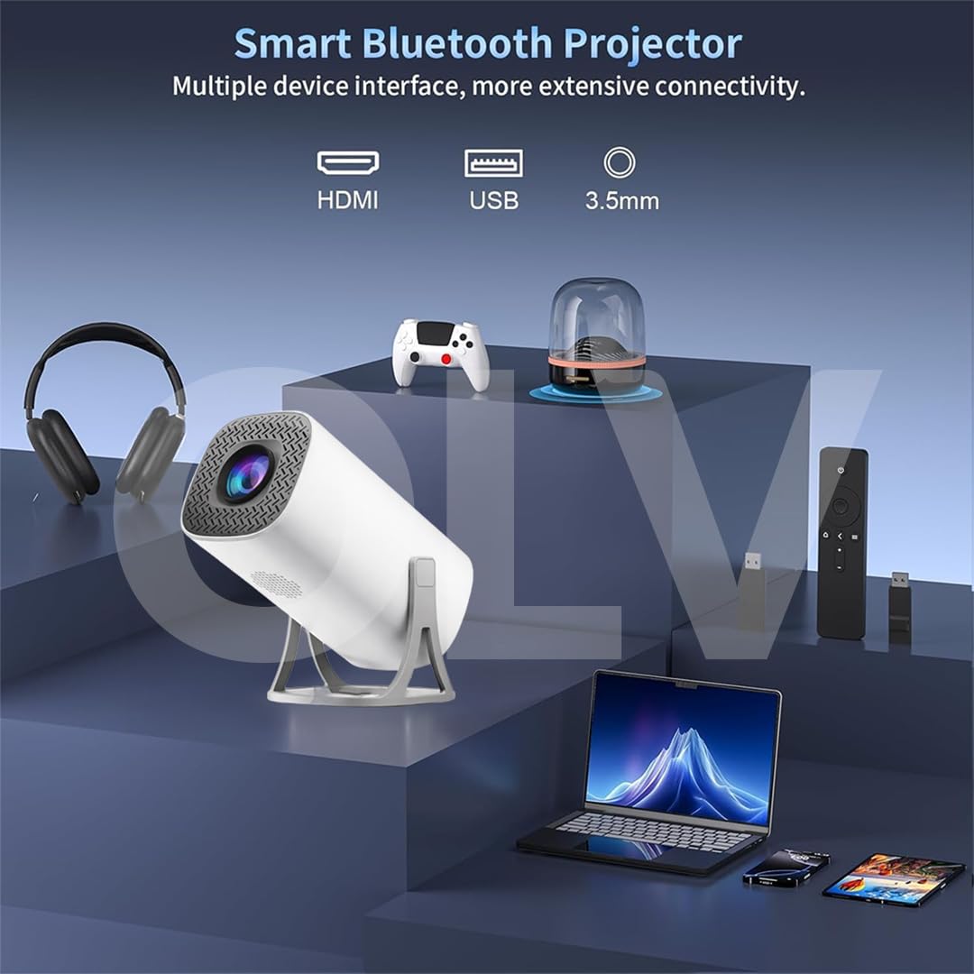 Portable Smart Mini Projector, 4K 1080P Full HD Supports Netflix, Prime and YouTube Etc.