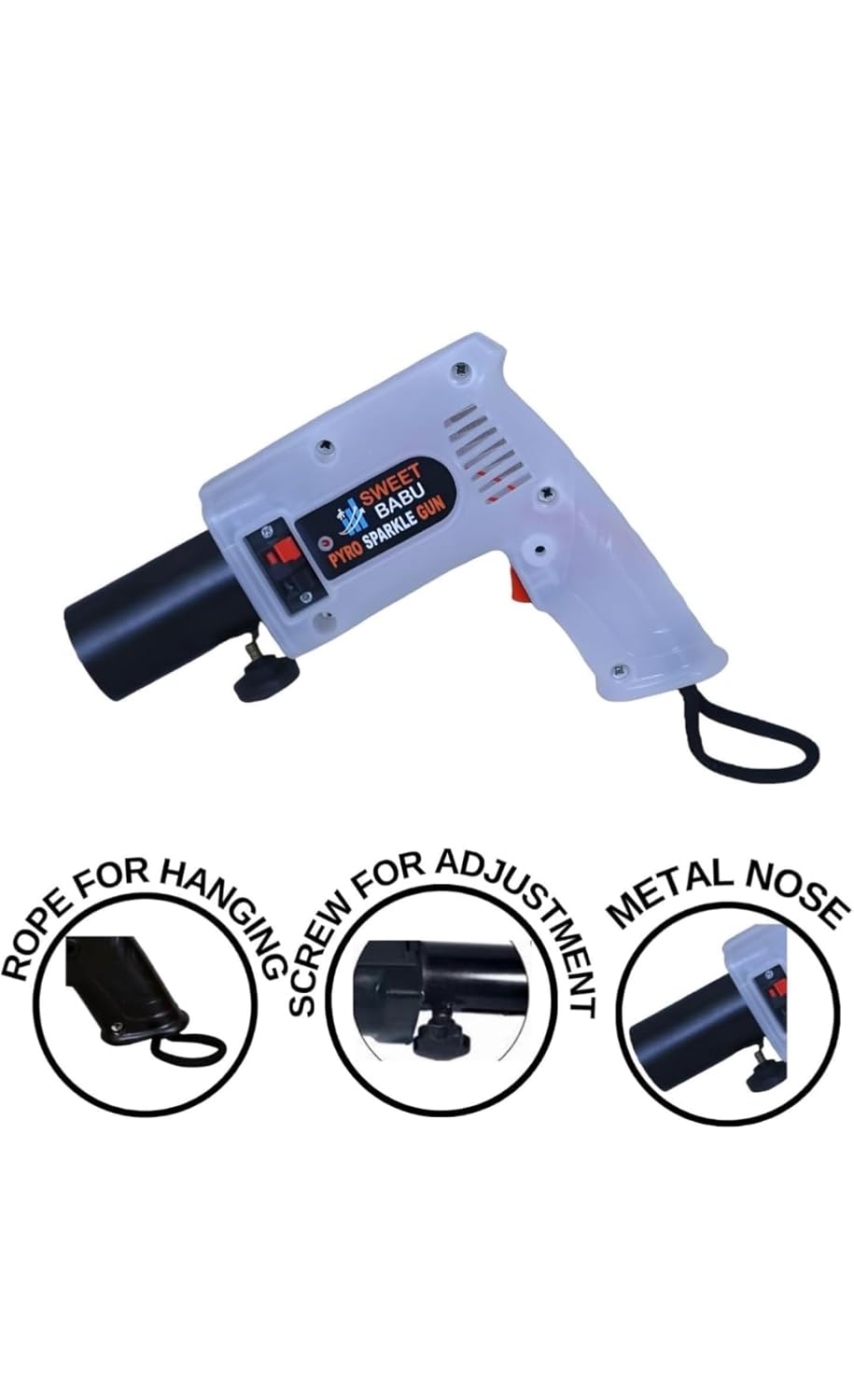 Handheld Sparkler Pyro Party Gun (Transparent) with RGB Lighting
