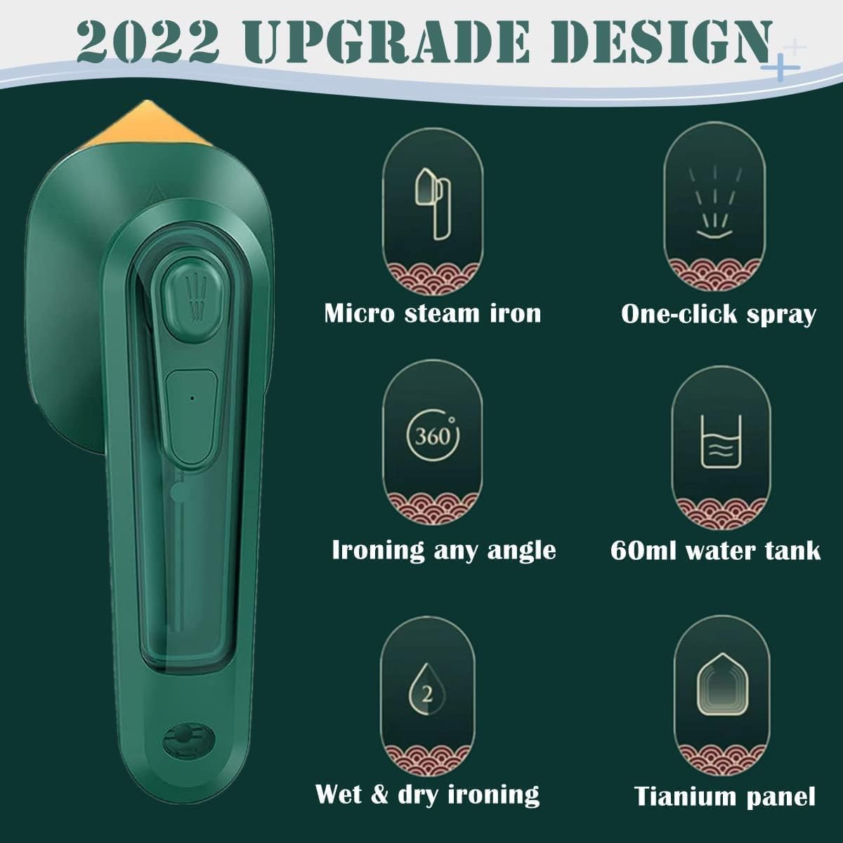Portable Travel Steamer for Clothes, Handheld Mini Iron, Dry & Wet Ironing