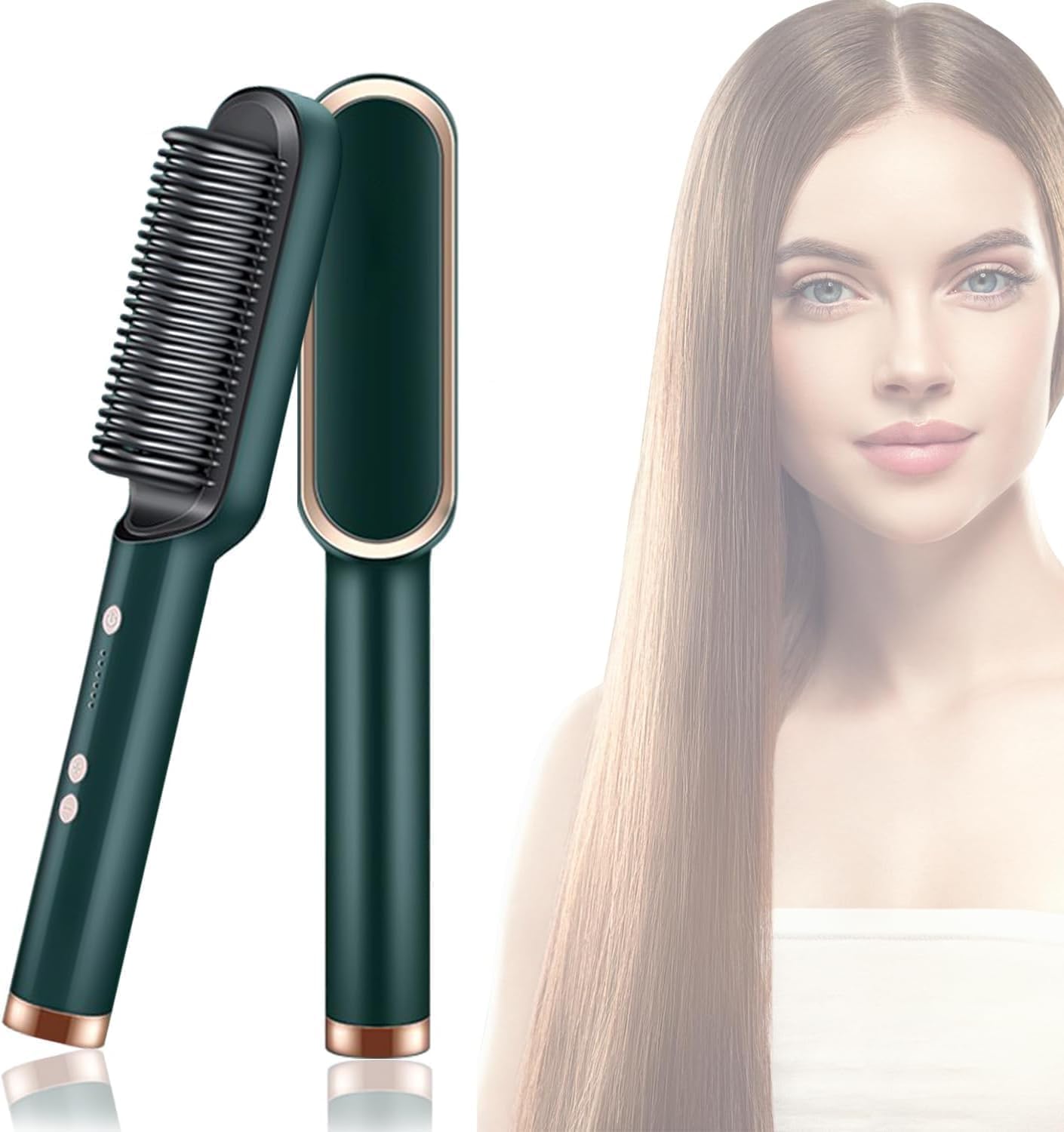 Hair Straightener Brush Comb - Fast Hair Straightening Comb Electric Hot Brush PTC Heating
