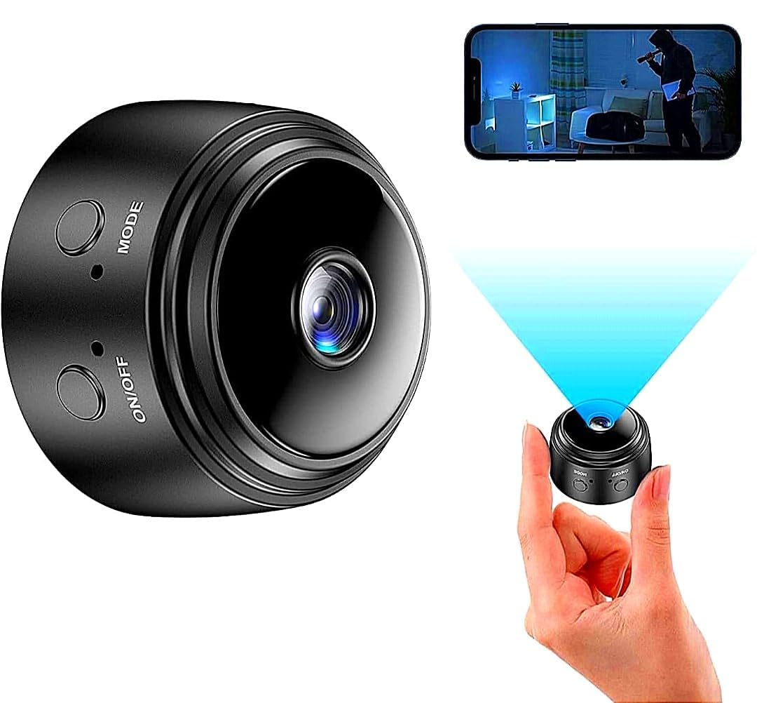 Mini WiFi Camera, WiFi, HD Night Vision, Remote Monitoring, Compact Security Cam, Black