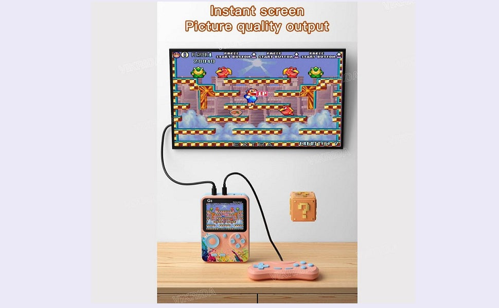 G5 500-in-1 Retro Handheld Game Console – 2 Player Classic TV-Compatible Game Box with Controller