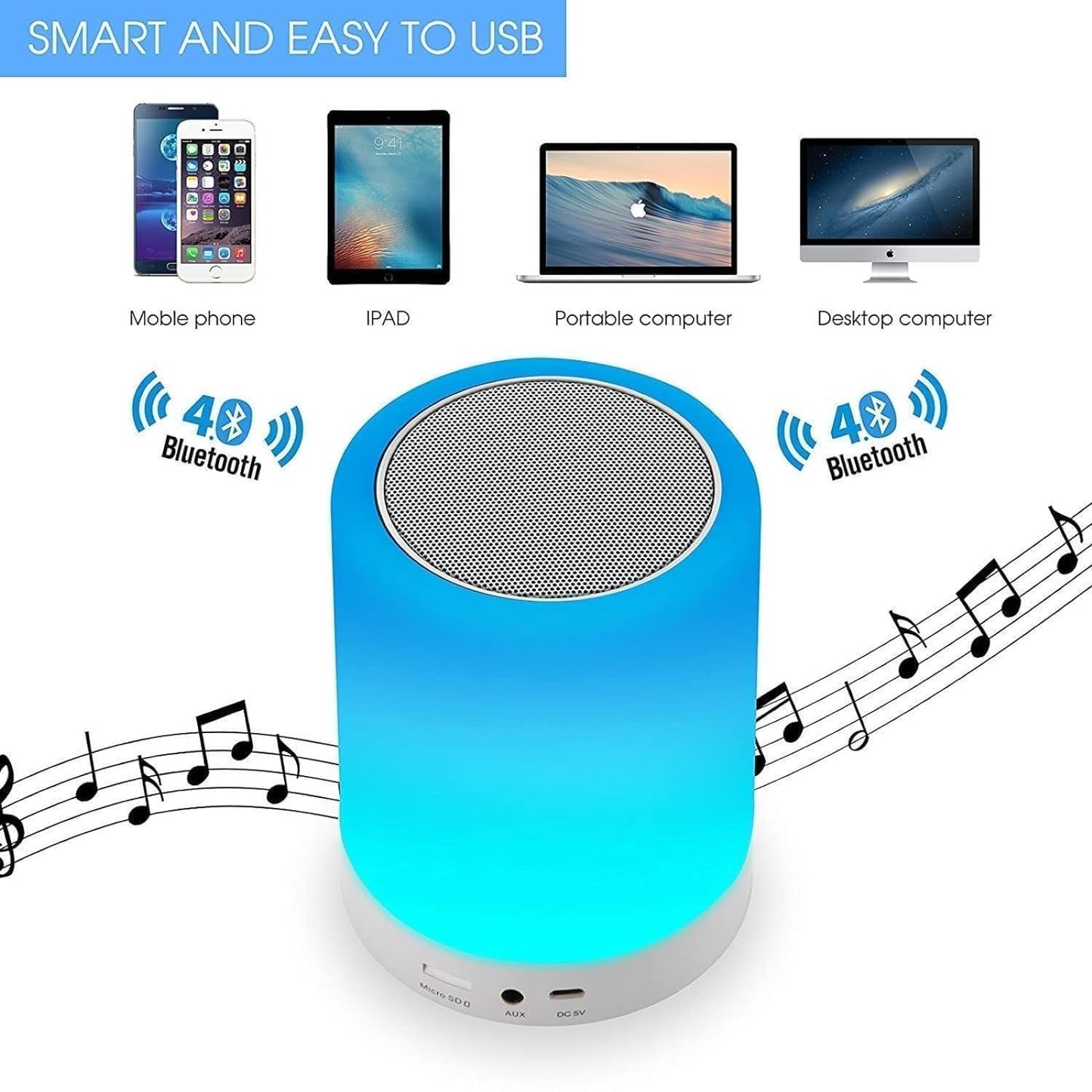 LED Touch Lamp Bluetooth Speaker: Wireless HiFi Sound with Adjustable Light