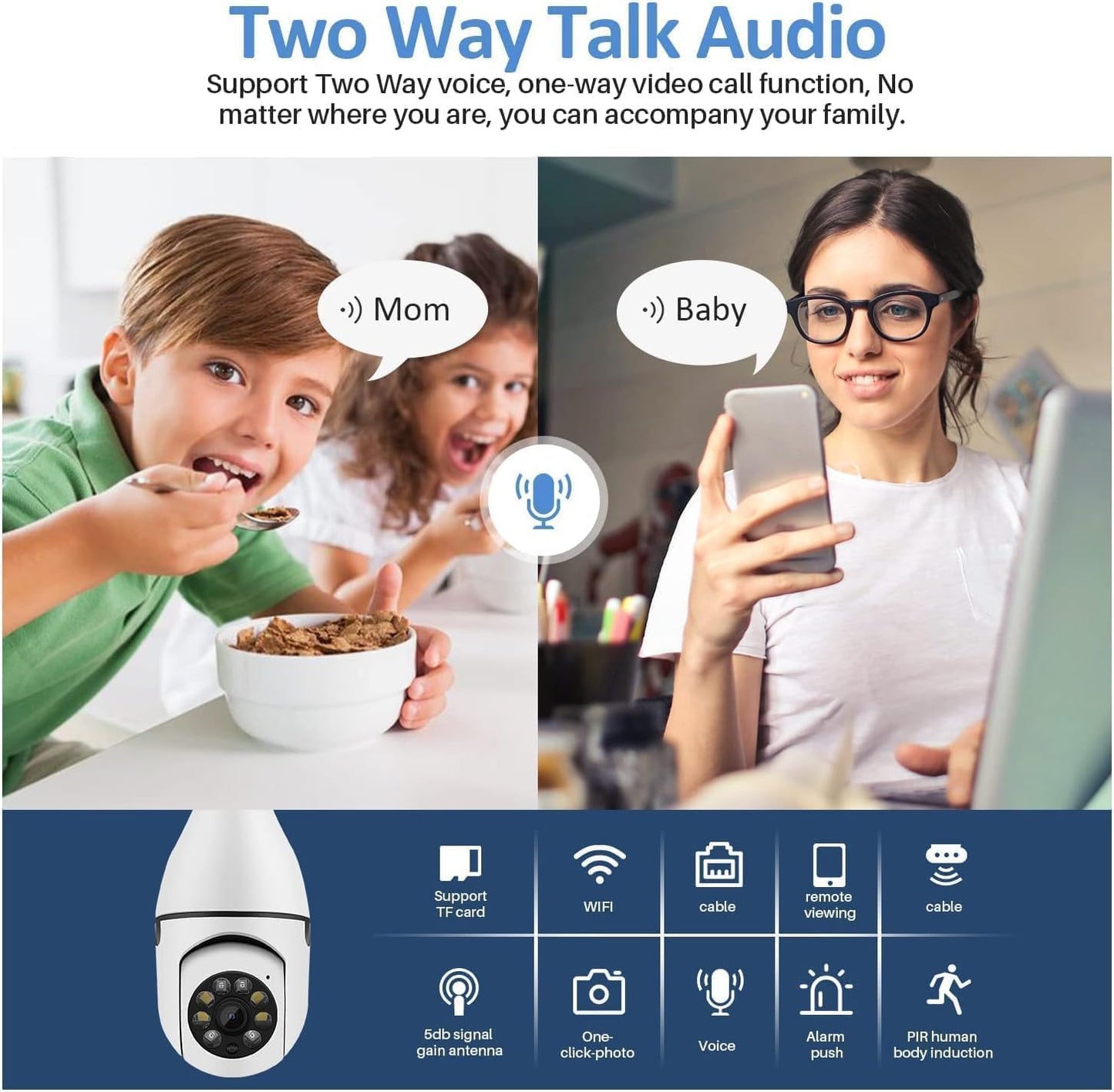 Guard Well 3MP WiFi Light Bulb Camera for Home Indoor Wireless Camera  V380