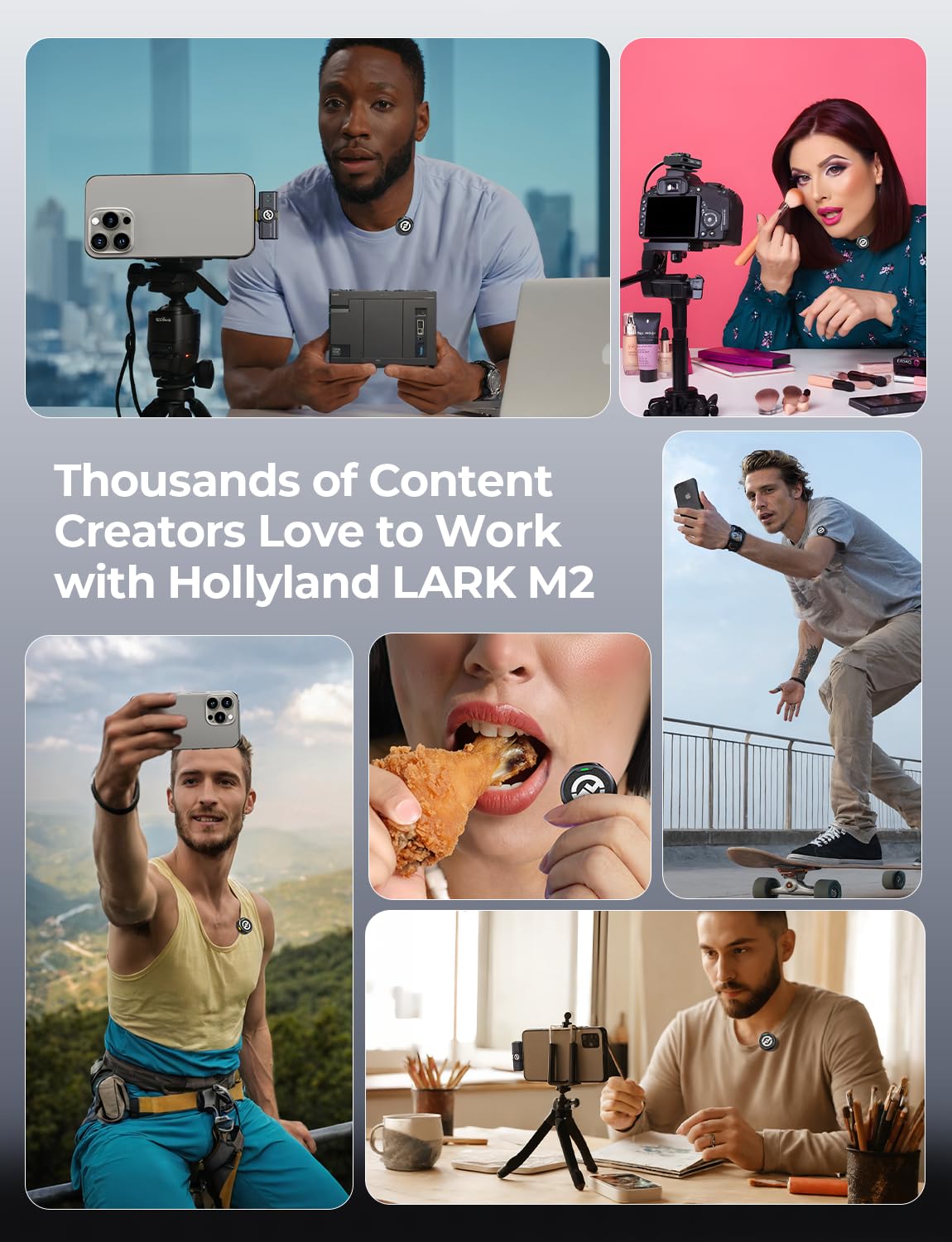 Hollyland Lark M2 Wireless Microphone for iPhone15/16 & Androids, Mini Microphone