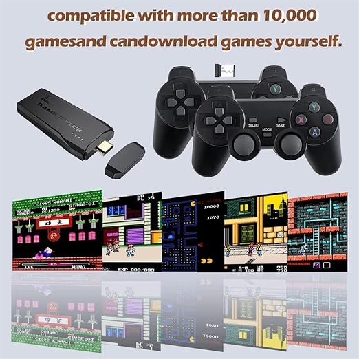 M8 Retro Game Console with 2 Wireless Controllers, Video Game Preloaded with 20,000+ Classic Games