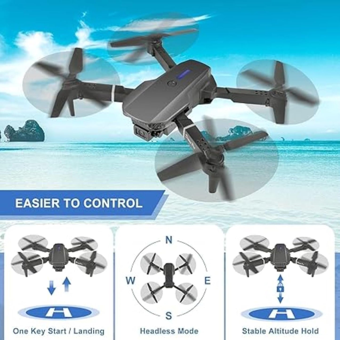 Drone with 4k Camera Foldable 1080P HD Drone with FPV Live Video