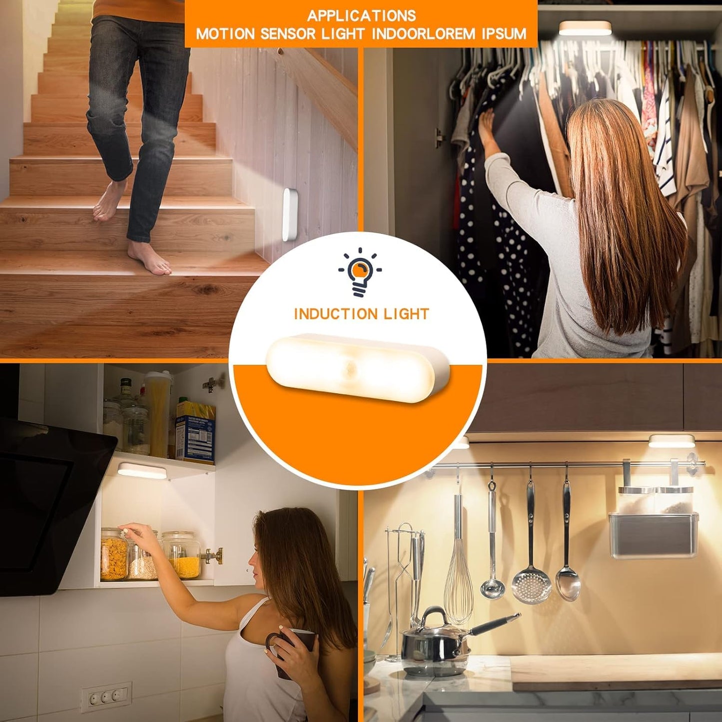 Motion Sensor LED Night Light Home, Auto On/Off Rechargeable Wireless Magnetic LED lamp