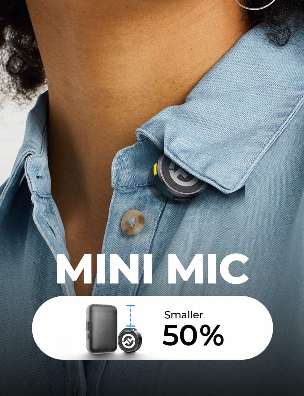 Hollyland Lark M2 Wireless Microphone for iPhone15/16 & Androids, Mini Microphone