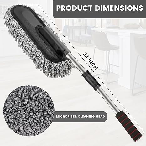 AllExtreme Soft Microfiber Car Duster Brush with Extendable Handle Wet