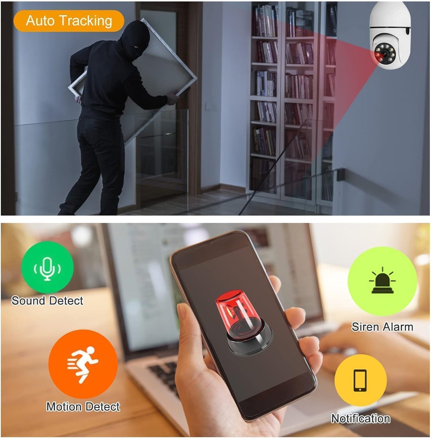 Guard Well 3MP WiFi Light Bulb Camera for Home Indoor Wireless Camera  V380