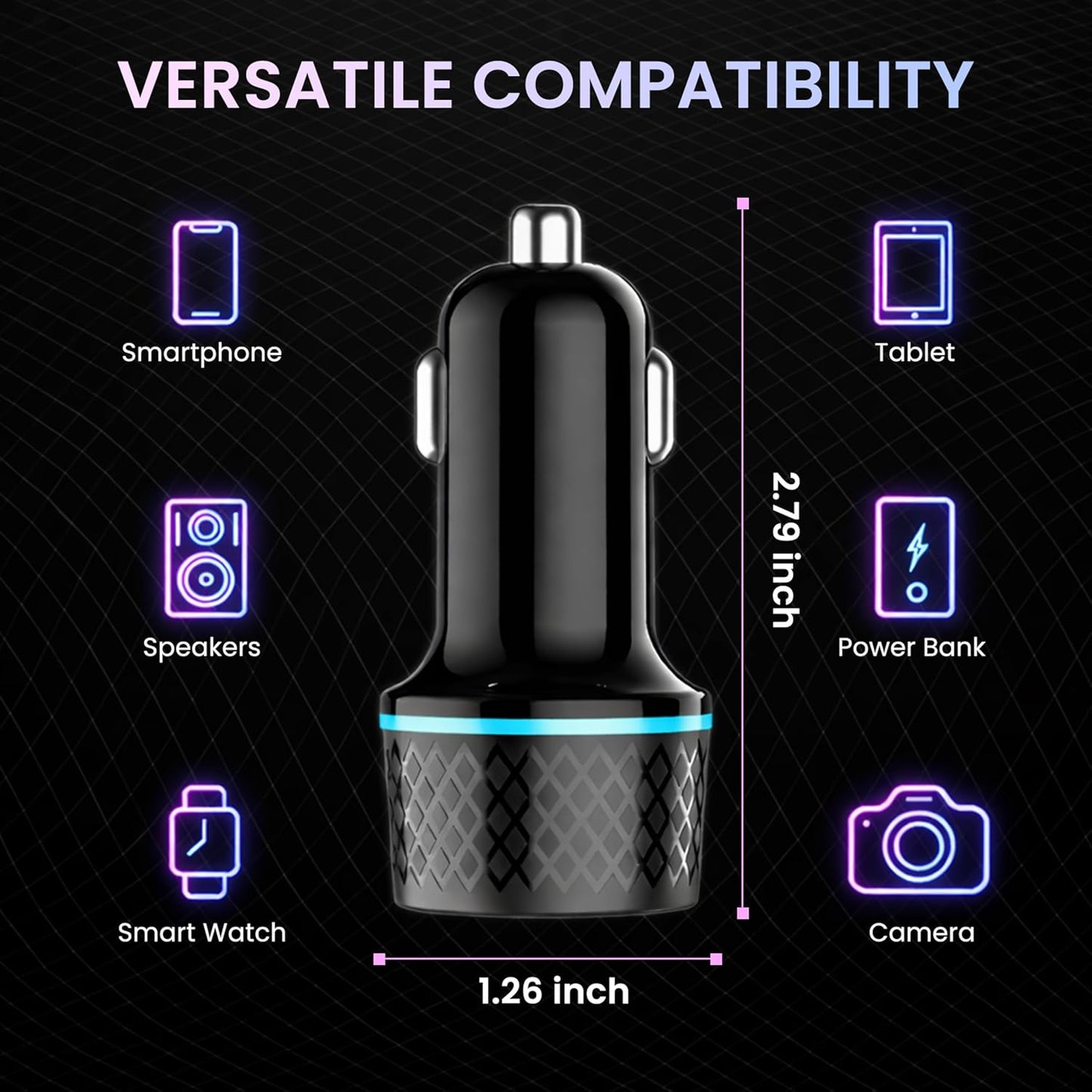 Car Fast Charging Adapter 20 38W Dual Port USB-C Car Charger