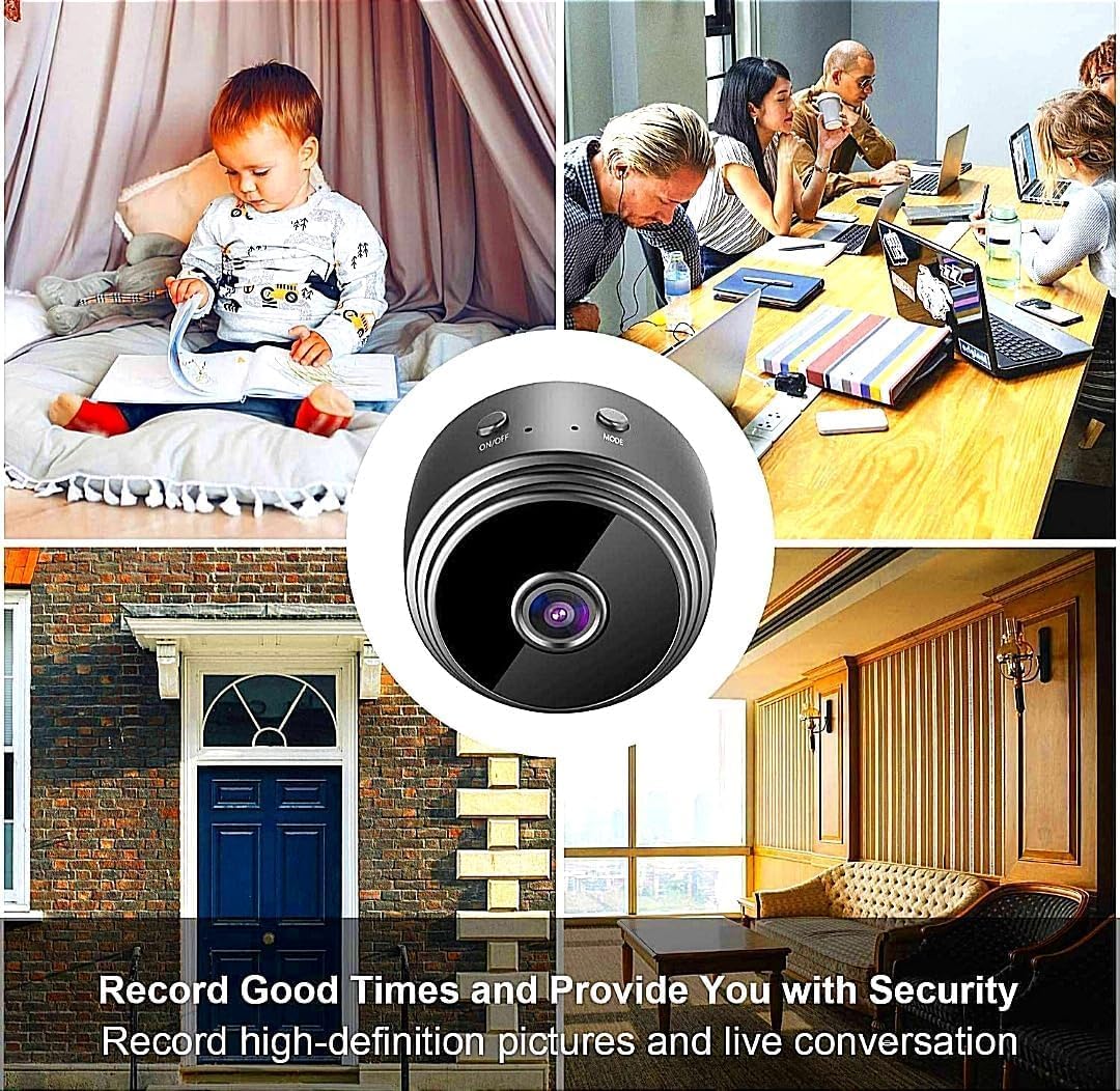 Mini WiFi Camera, WiFi, HD Night Vision, Remote Monitoring, Compact Security Cam, Black