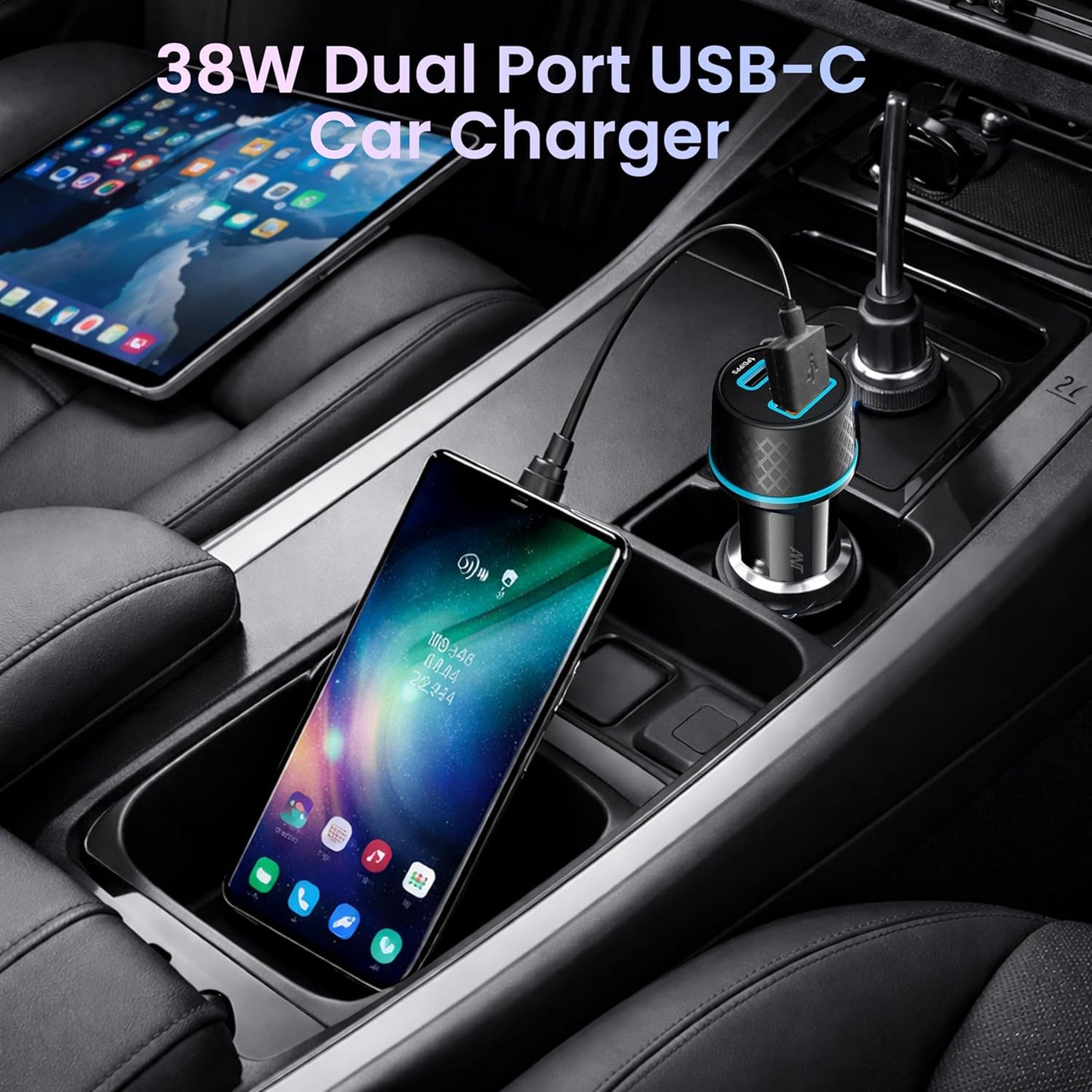 Car Fast Charging Adapter 20 38W Dual Port USB-C Car Charger