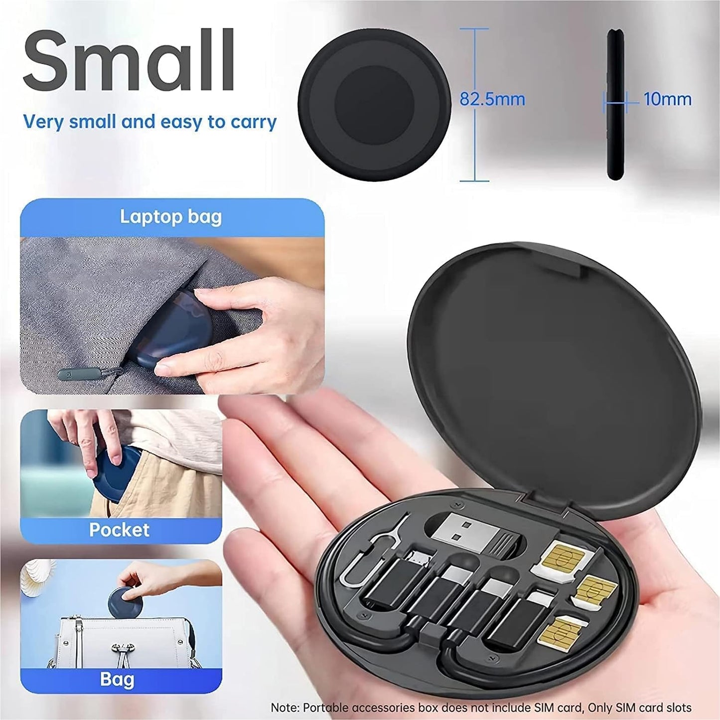 All in One 60W USB Fast Charging Travel Data Cable Set Type C, Lightening
