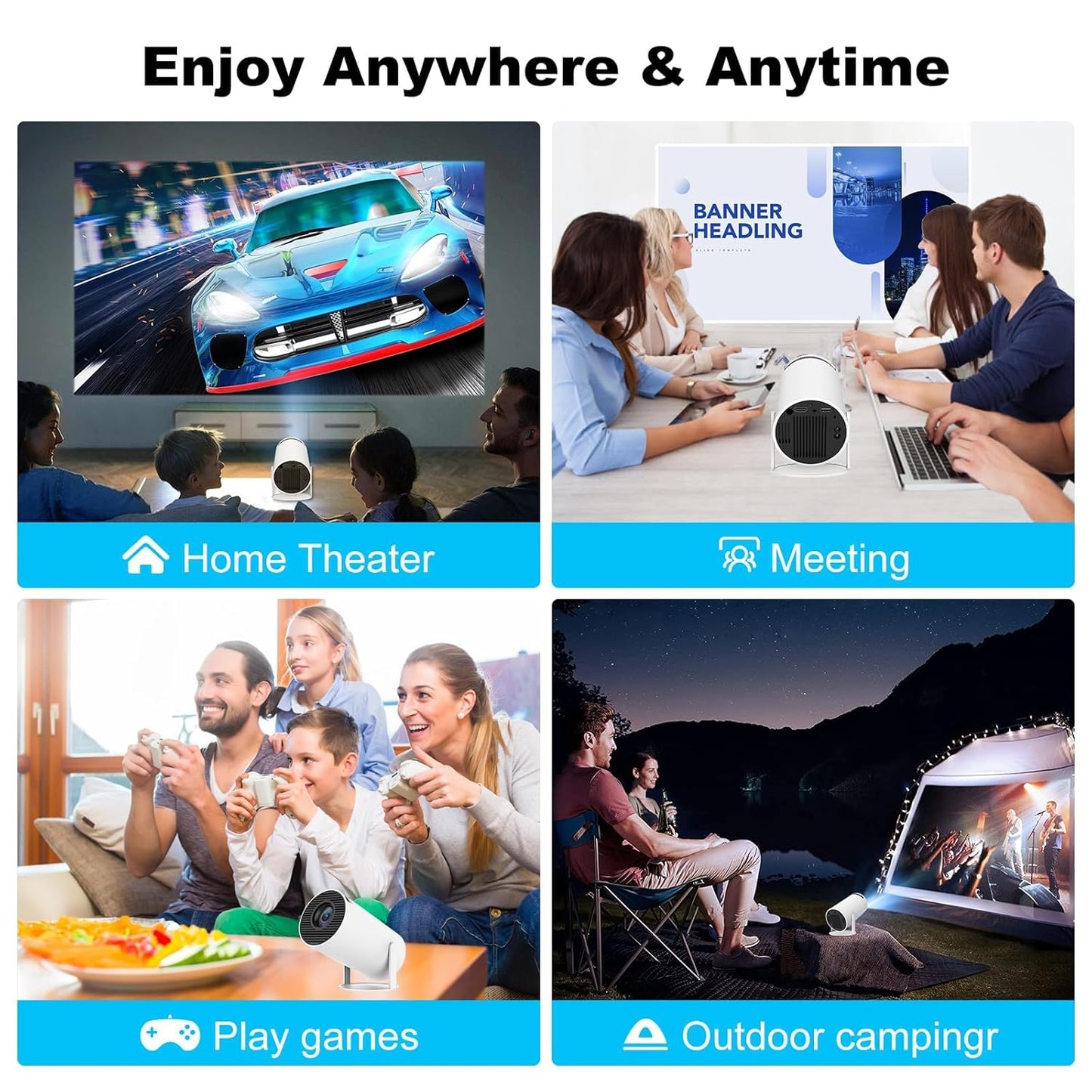 Smart Portable Projector for Indoor and Outdoor Home Theater