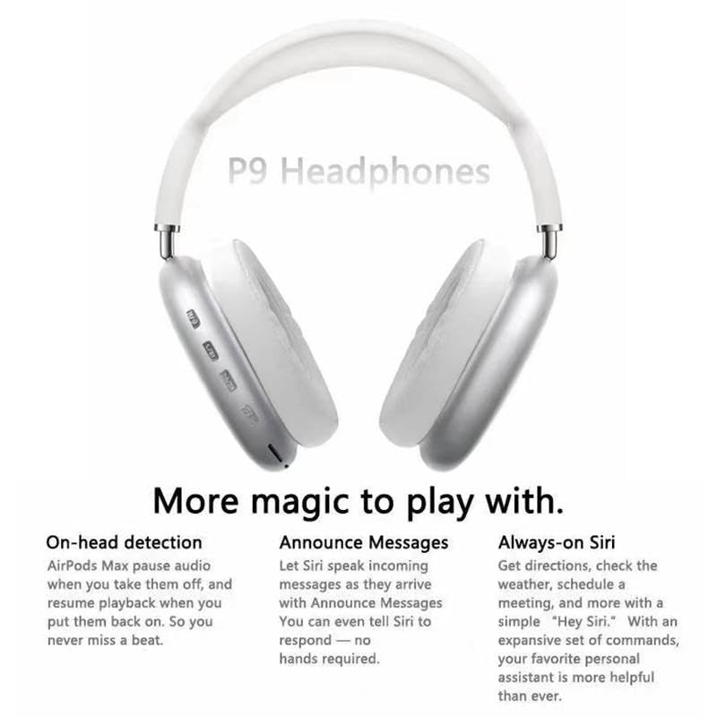 Wireless Bluetooth Over Ear Headphones P9, Deep Bass, Noise Isolation, Built-in Mic