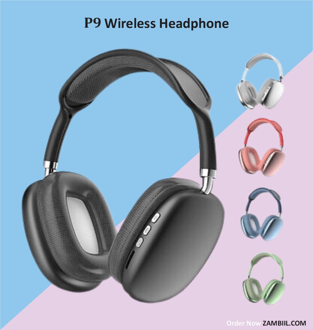 Wireless Bluetooth Over Ear Headphones P9, Deep Bass, Noise Isolation, Built-in Mic