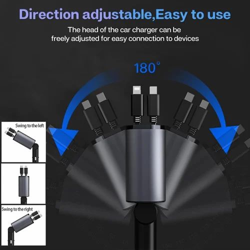 4 in 1 Car Charger 4 in 1 Retractable Car Charger Fast Charger All in One Charger Multi Port Charger